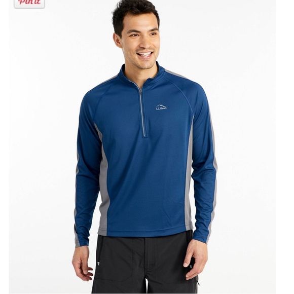 L.L. Bean Other - LLBean Men’s Comfort Cycling Jersey 1/4 Zip Long-Sleeve Shirt Large Blue Grey